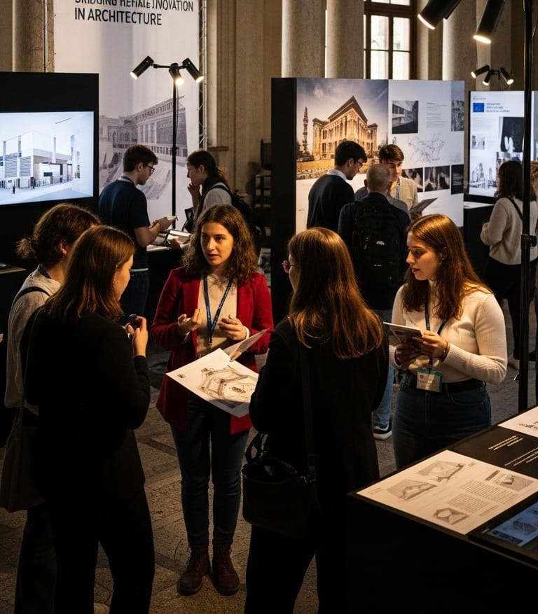 Modern Italian architecture blending historic and contemporary elements, symbolizing the Erasmus Generation’s innovative designs.