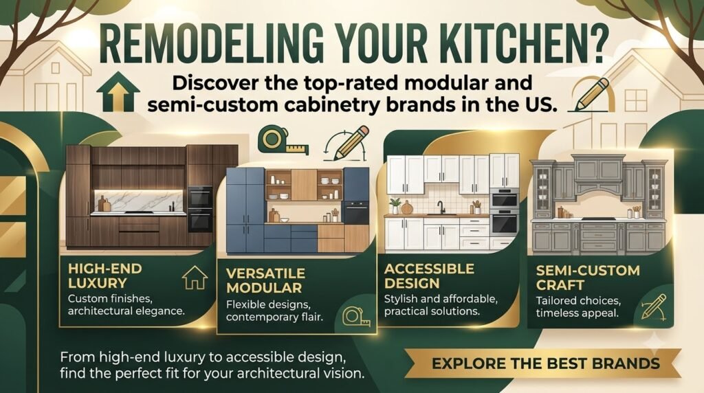 High-end modular kitchen showcasing premium US cabinetry with frameless wood cabinets, integrated appliances, and a modern island.