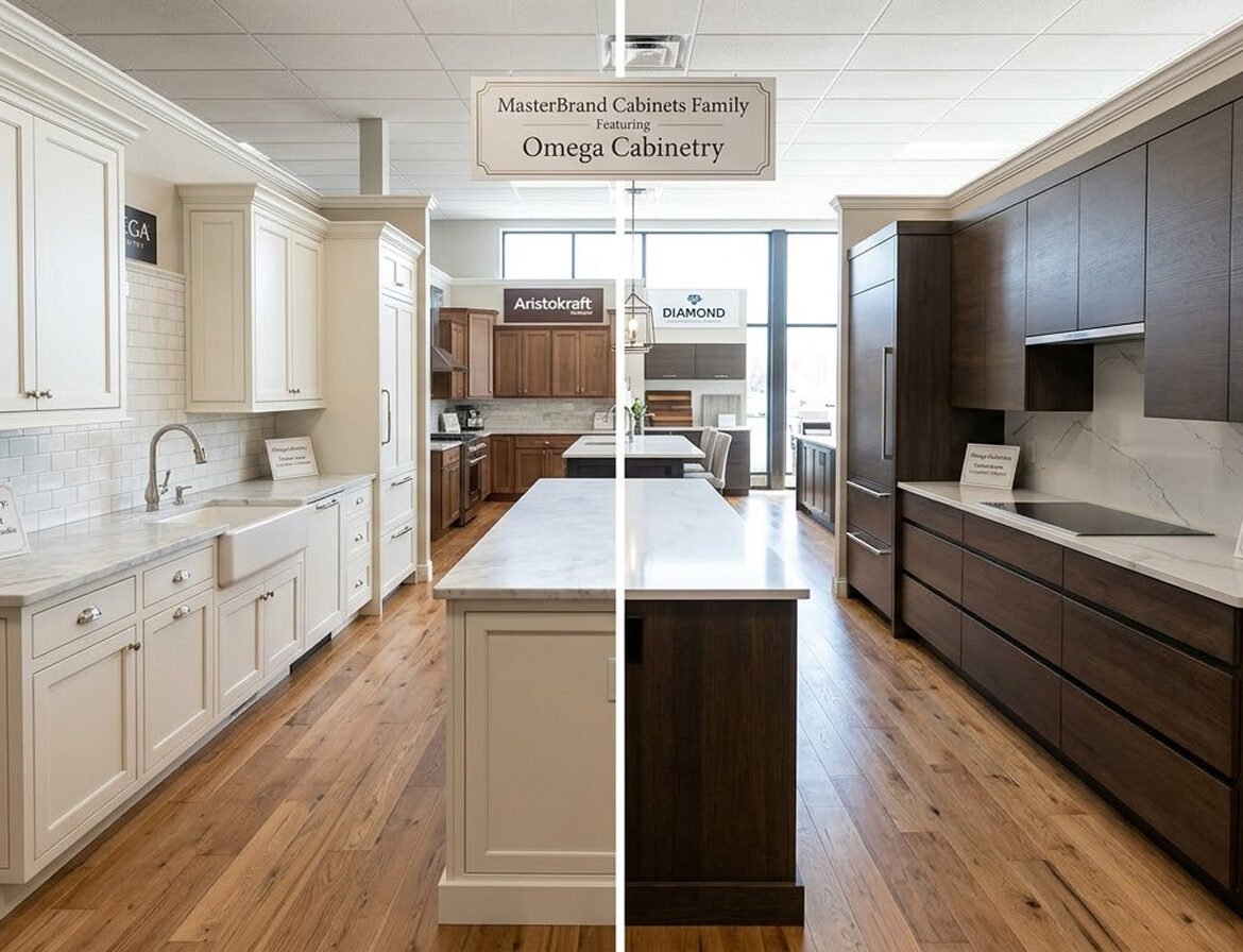 High-end modular kitchen showcasing top-rated US cabinetry brands with frameless wood cabinets, integrated smart storage, and modern transitional design.