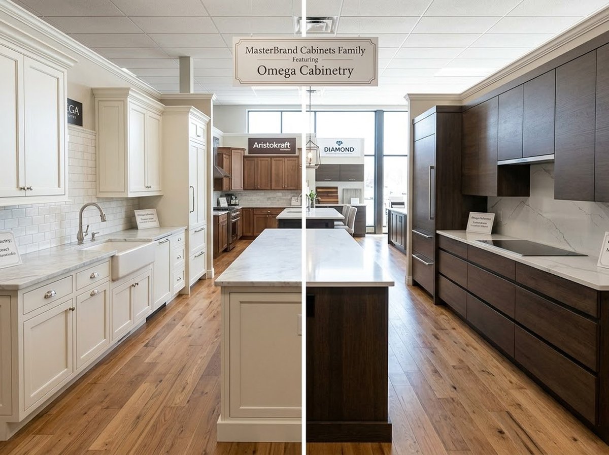 High-end modular kitchen showcasing top-rated US cabinetry brands with frameless wood cabinets, integrated smart storage, and modern transitional design.